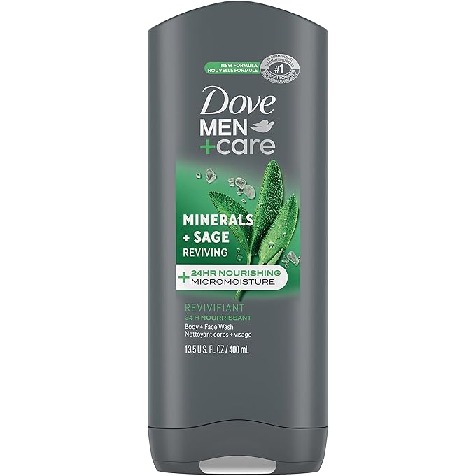 غسول الجسم من Dove Men+Care Elements لبشرة صحية وأقوى معدني+مريمية يغسل البكتيريا بفعالية ويغذي بشرتك 13.5 أونصة